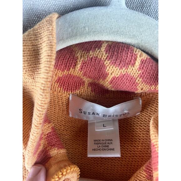 Susan Bristol Cats Sweater Vest Womens Large Orange Pink Beaded Calico Sequins - Picture 6 of 13